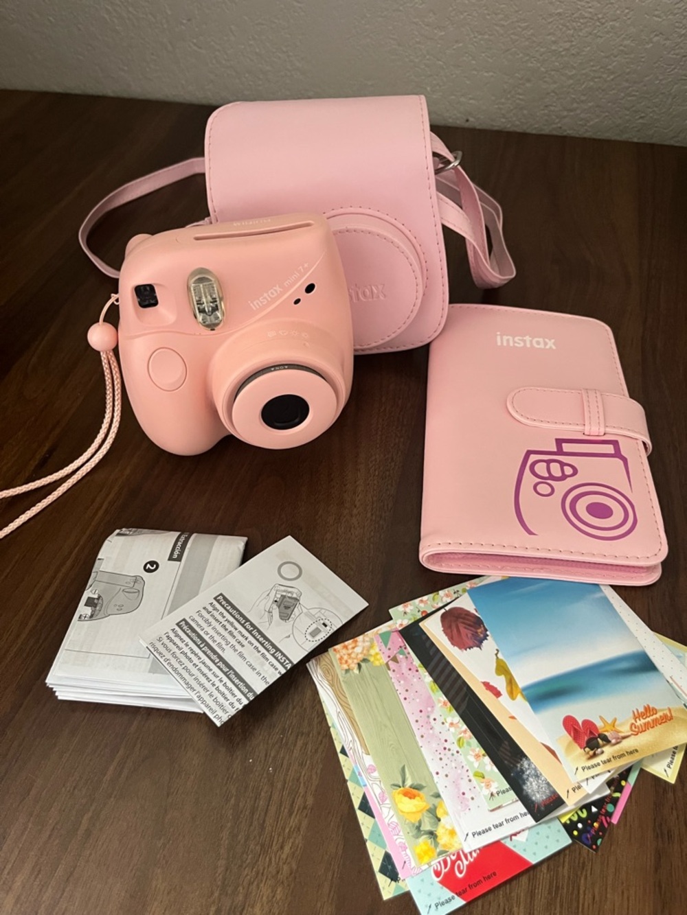 Fujifilm Instax Mini 7+ Pink Instant Camera with Case & Photo Album